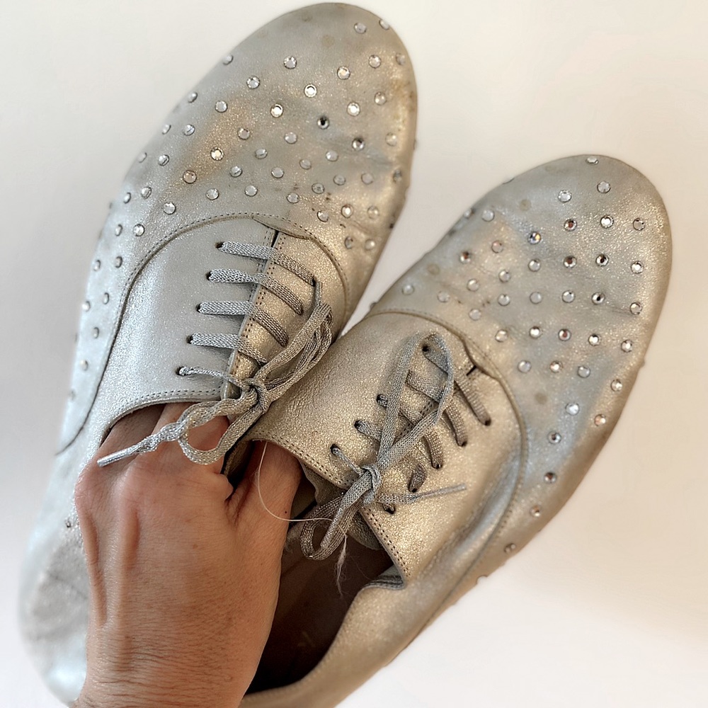 Christian Louboutin soft silver flat lace ups